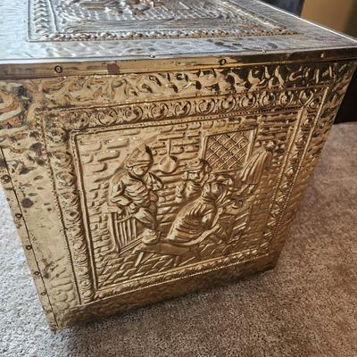 Brass Storage Box Fireplace Log Box 21x14x15