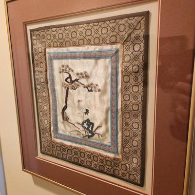 Pair Framed Chinese Silk Embroidery