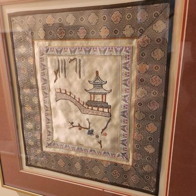 Pair Framed Chinese Silk Embroidery