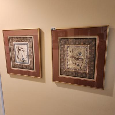 Pair Framed Chinese Silk Embroidery