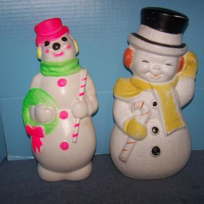 LOT 53 WONDERFUL VINTAGE 2 BLOW MOLD SNOWMEN