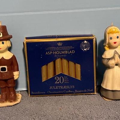 LOT 59 GREAT VINTAGE THANKSGIVING & GOLD CHRISTMAS CANDLES