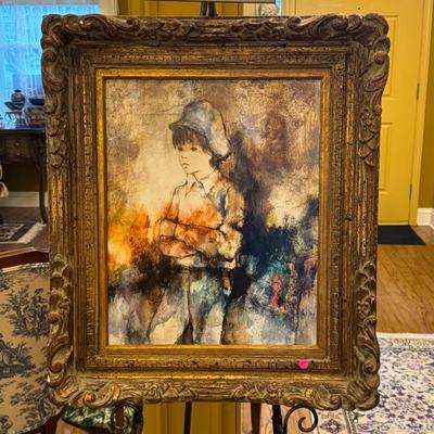 Mid-Century American Oil Painting (Richard Shepard, 1926-2000)- Boy Wearing a Newsboy Cap- Signed by Artist (est value $80-$100)