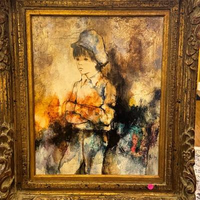 Mid-Century American Oil Painting (Richard Shepard, 1926-2000)- Boy Wearing a Newsboy Cap- Signed by Artist (est value $80-$100)