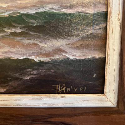 Early 20th Century Oil Painting of Seascape- Signed by Artist (est value $100-$200)