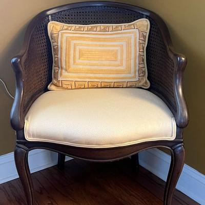 Vintage French Louis XV Style Caned Barrel-Back Arm Chair