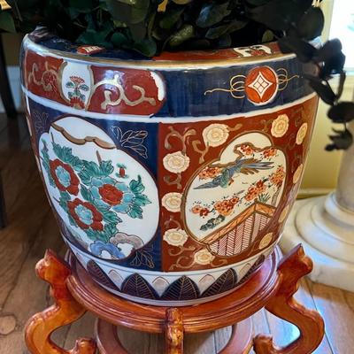 Vintage Large Japanese Gold Imari Planter Cache Hand Painted Pot