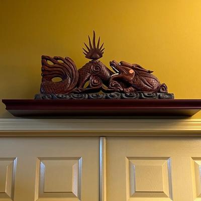 Antique Chinese Solid Wood Carved Dragon
