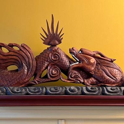 Antique Chinese Solid Wood Carved Dragon