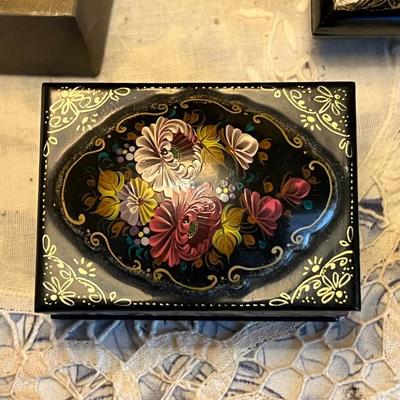 Russian Lacquer and Hand Painted Boxes Lot