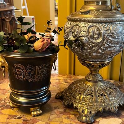 Antique Brass Oil Lamp