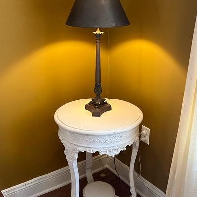 Painted Side Table and Lamp