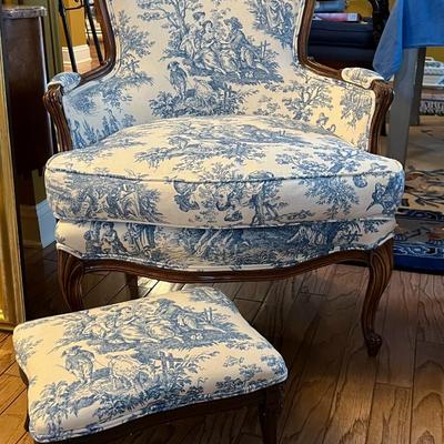 Louis XV Style Salon Chair w/ Ottoman