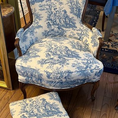 Louis XV Style Salon Chair w/ Ottoman