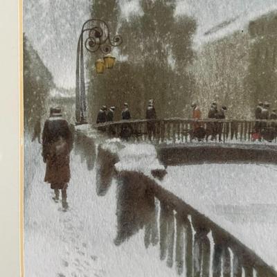 Russian Print Lithograph and Chinese Watercolor (est value $35-$50)