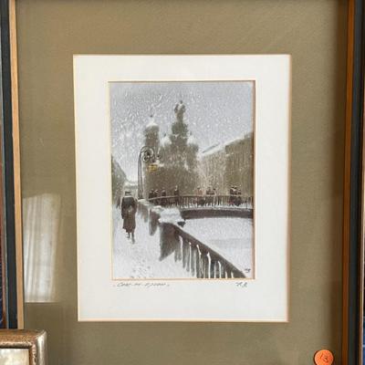 Russian Print Lithograph and Chinese Watercolor (est value $35-$50)