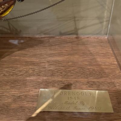 Handmade Ship Model of L’Orenoque 1848 w/ Display Case & Shelf