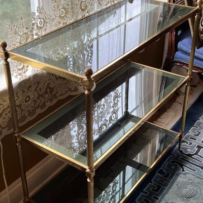 Mid-Century Metal and Glass 3-Tiered Shelf
