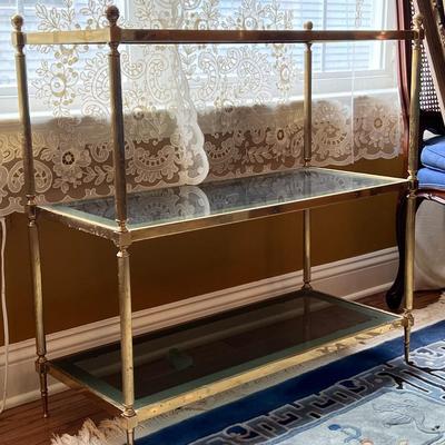 Mid-Century Metal and Glass 3-Tiered Shelf
