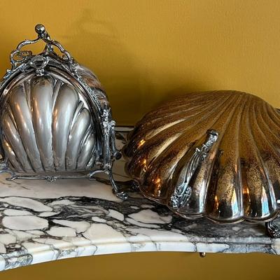Antique Silverplated Clamshell Serving Pieces