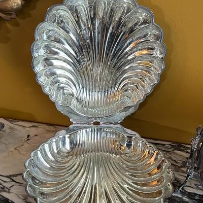 Antique Silverplated Clamshell Serving Pieces