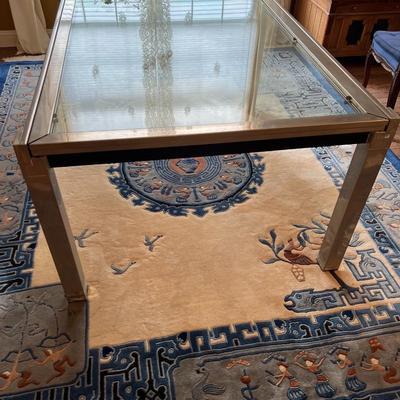 Mid-Century Modern Extendible Glass and Chrome Dining Table