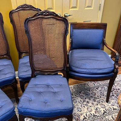 Walnut Cane Back Dining Chairs- set of 6