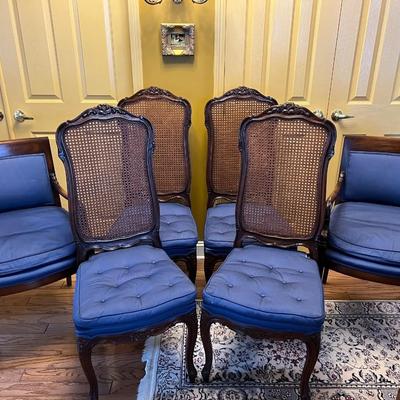 Walnut Cane Back Dining Chairs- set of 6