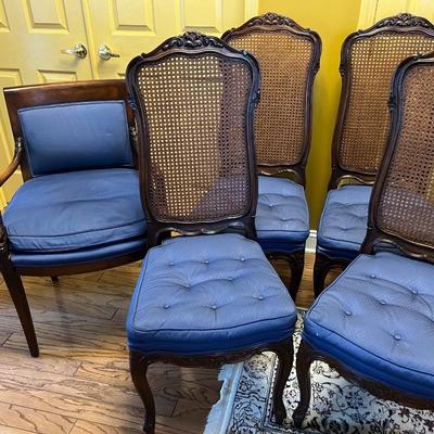 Walnut Cane Back Dining Chairs- set of 6