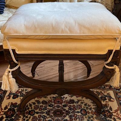 Antique Stool with Small Woven Rug