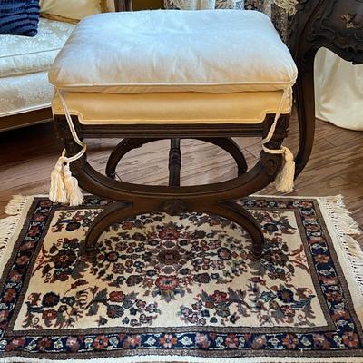 Antique Stool with Small Woven Rug
