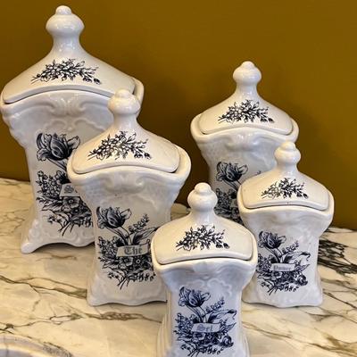5 Delft Earthenware Jars