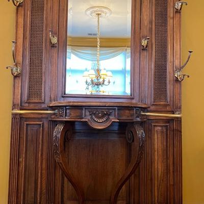Early 1900s Art Nouveau Walnut Coat Rack