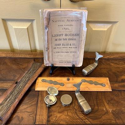 Antique 1890 Nautical Almanac and Misc Items Lot