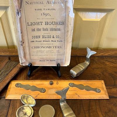 Antique 1890 Nautical Almanac and Misc Items Lot