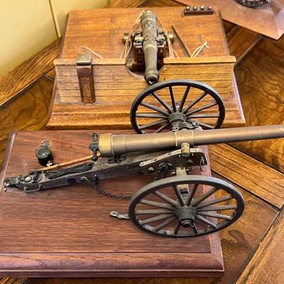 Vintage Brass Model Cannons Displays