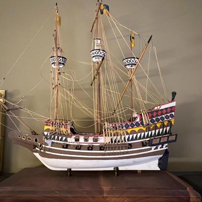 Handmade and Painted Wooden Ship