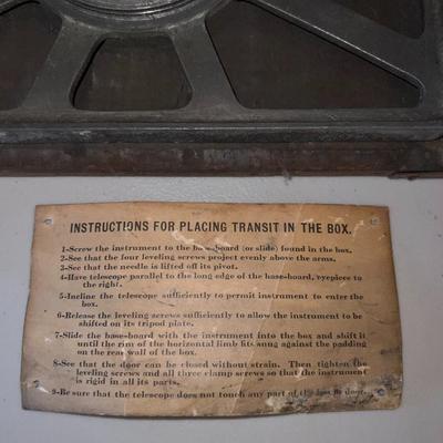 Antique Brass Surveying Instrument with Wood Carrying Box Lot