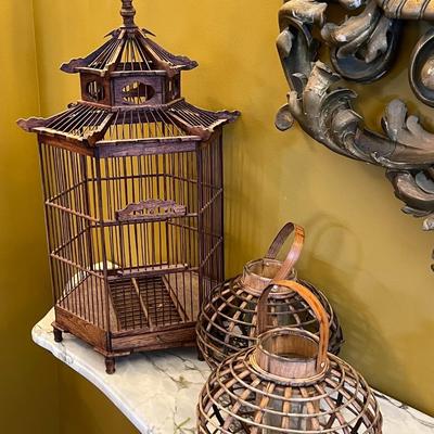 Wood Bird Cage Décor Lot