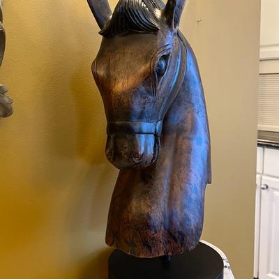 Large Wooden Horse Bust