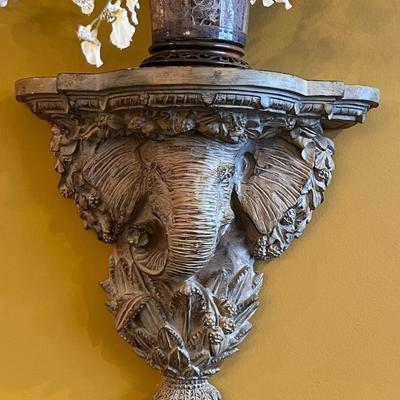 Resin Elephant Shelf w/ Vase