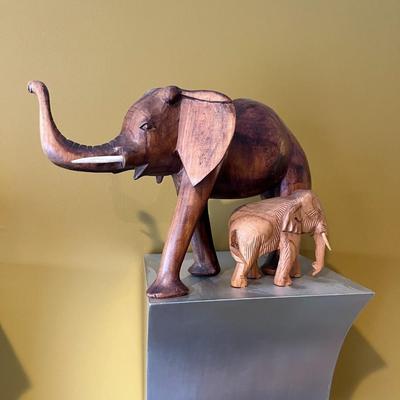 Wood Carved African Animals with Shelves