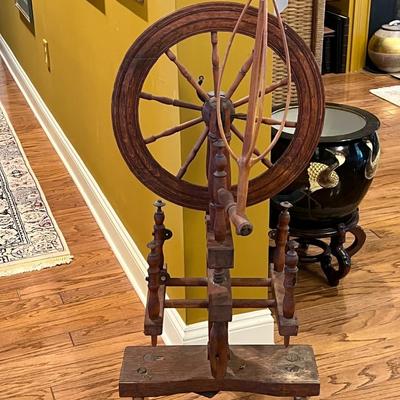 Antique Carved Spinning Wheel