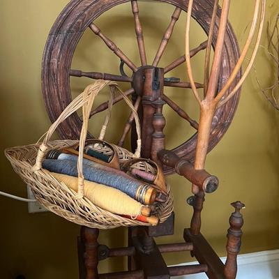 Antique Carved Spinning Wheel
