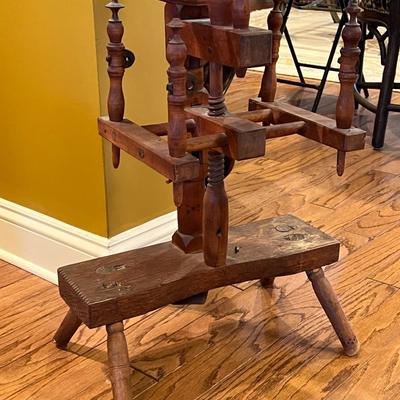 Antique Carved Spinning Wheel