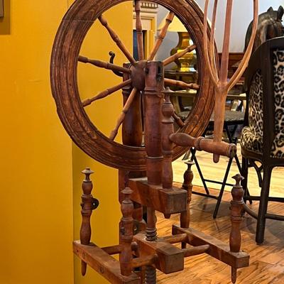 Antique Carved Spinning Wheel