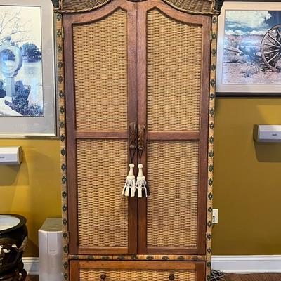 Wicker TV Armoire