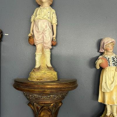 Male and Female Bisque Set w/ Shelves- unmarked