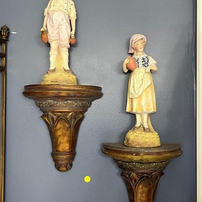 Male and Female Bisque Set w/ Shelves- unmarked