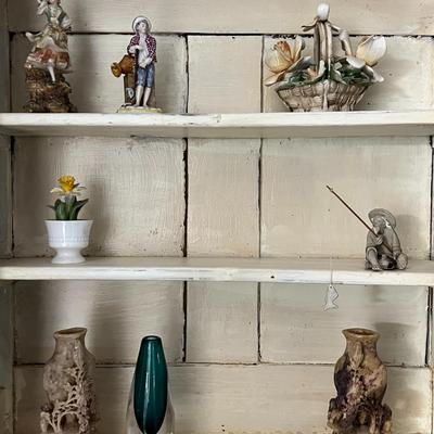 Antique Hanging Wall Cabinet w/ Contents